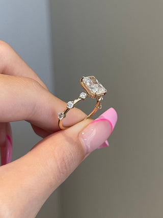 2.50ct Radiant Cut Petite Pave Diamond Moissanite Engagement Ring