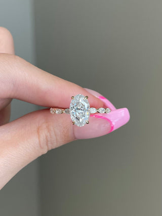 Classic 3.0ct oval hidden halo moissanite ring front view