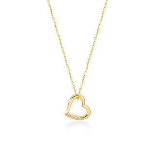0.10CT Heart Shape Moissanite Diamond Necklace Yellow Gold