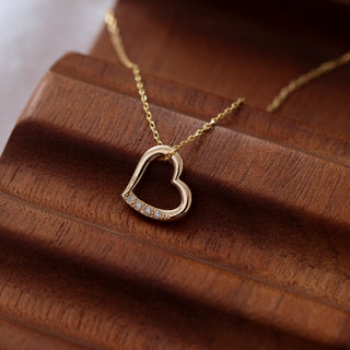 0.10CT Heart Shape Moissanite Diamond Necklace Yellow Gold