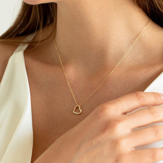 0.10CT Heart Shape Moissanite Diamond Necklace Yellow Gold