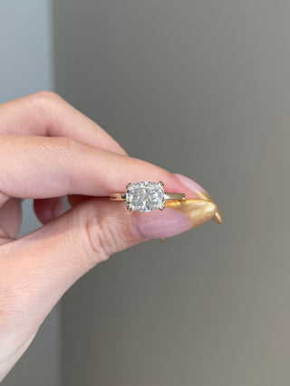 Elegant 3.0ct cushion solitaire moissanite ring front view