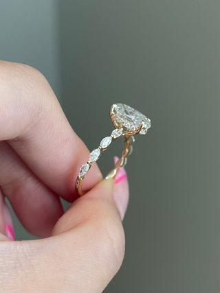Dazzling 3.0ct oval hidden halo moissanite ring top view