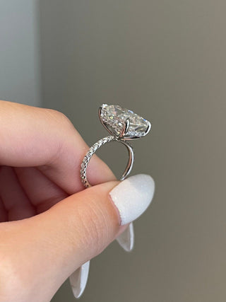 7.0ct Radiant Cut Hidden Halo Pave Diamond Moissanite Engagement Ring
