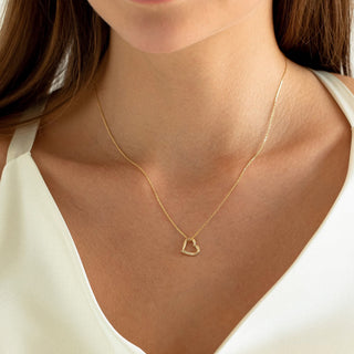 0.10CT Heart Shape Moissanite Diamond Necklace Yellow Gold