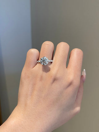 3.50ct Round Cut Pave Diamond Moissanite Engagement Ring