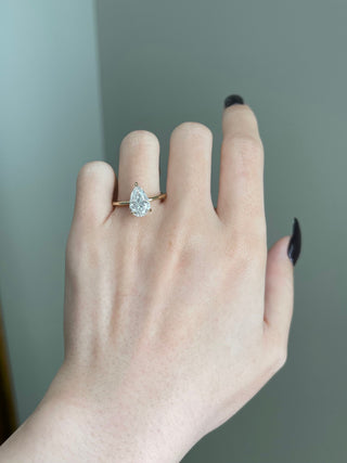 2.0 CT Pear Cut Solitaire Classic Moissanite Engagement Ring side view