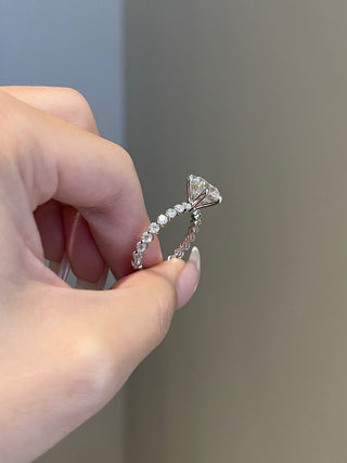 3.0ct Round Cut Pave Diamond Moissanite Engagement Ring