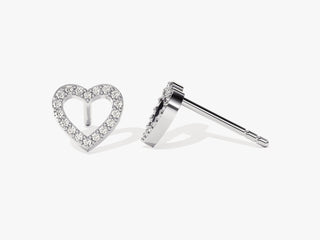 Open Moissanite Diamond Stud Earrings Heart Shape