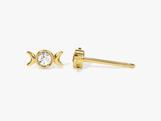 Round Cut Moon Moissanite Diamond Stud Earrings
