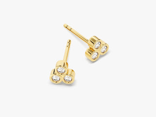 Trio Bezel Moissanite Diamond Stud Earrings For Women