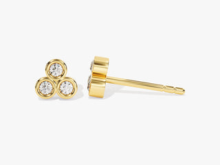 Trio Bezel Moissanite Diamond Stud Earrings For Women
