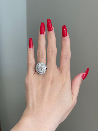 3.50ct Oval Cut Double Halo Split Shank Diamond Moissanite Engagement Ring