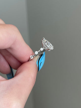 2.50ct Pear Cut Hidden Halo Pave Diamond Moissanite Engagement Ring