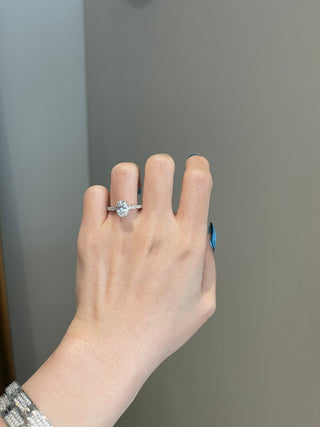 2.0 CT Oval Brilliant Cut Halo Moissanite Engagement Ring on hand