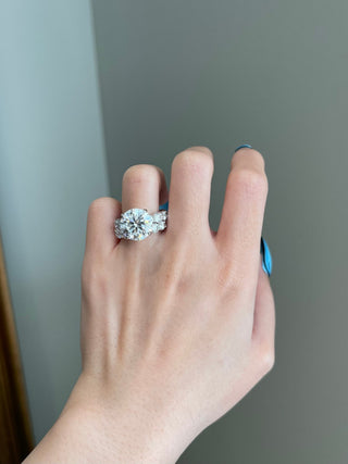 6.0 Round Cut Hidden Halo Pave Moissanite Diamond Engagement Ring