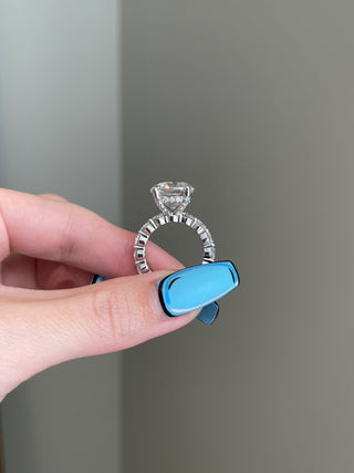 6.0 Round Cut Hidden Halo Pave Moissanite Diamond Engagement Ring
