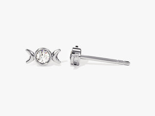 Round Cut Moon Moissanite Diamond Stud Earrings