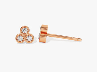 Trio Bezel Moissanite Diamond Stud Earrings For Women