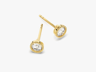 Milgrain Round Cut Bezel Moissanite Diamond Stud Earrings