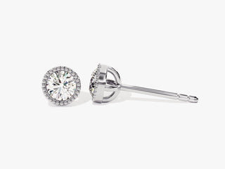 Milgrain Round Cut Bezel Moissanite Diamond Stud Earrings