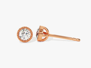 Milgrain Round Cut Bezel Moissanite Diamond Stud Earrings