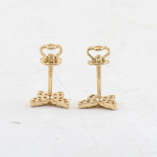 Round Cut Diamond Butterfly Stud Earrings for Women