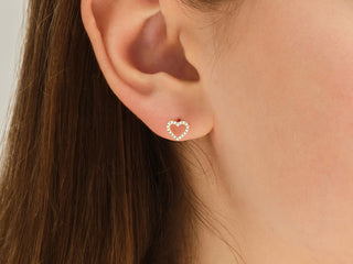Open Moissanite Diamond Stud Earrings Heart Shape