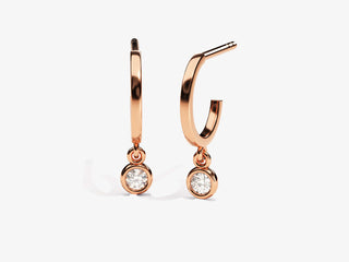Round Cut Bezel Diamond Moissanite Huggies Earrings For Women