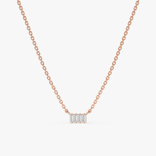Baguette Cut Four Stone Diamond Necklace for Women