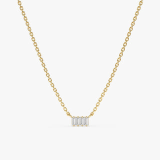 Baguette Cut Four Stone Diamond Necklace for Women