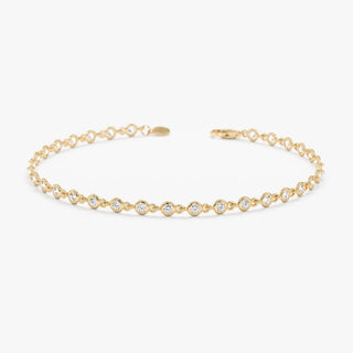 Round Cut Diamond Bezel Set Tennis Bracelet For Her