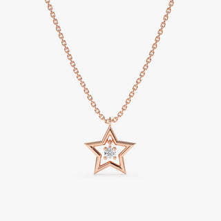 Round Cut Diamond Small Star Charm Necklace for Her