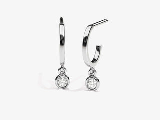 Round Cut Bezel Diamond Moissanite Huggies Earrings For Women
