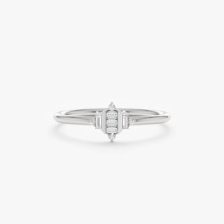 Baguette Cut Diamond Cluster Gold Wedding Ring for Women