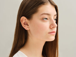 Round Cut Moon Moissanite Diamond Stud Earrings