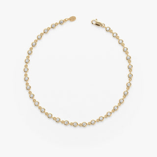 Round Cut Diamond Bezel Set Tennis Bracelet For Her