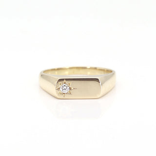 0.03 TCW Round Cut Rectangular Signet Moissanite Diamond Wedding Band
