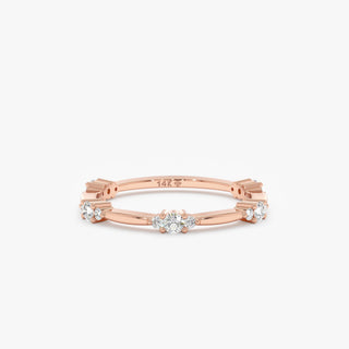 Round Cut Diamond Dainty Wedding Band for Women