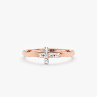 Round Cut Diamond Cross Wedding Band for Religious Gifts