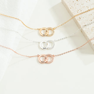 Round Cut Diamond Interlocking Circle Necklace for Her