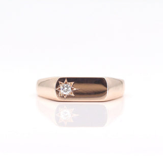 0.03 TCW Round Cut Rectangular Signet Moissanite Diamond Wedding Band
