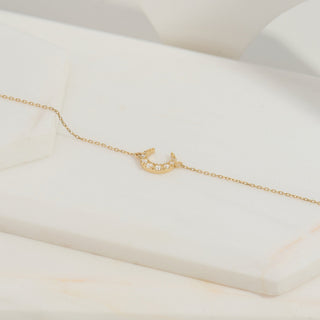 Round Cut Diamond Moon Bracelet For Women