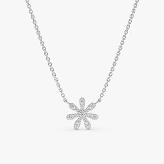 Round Cut Diamond Flower Necklace for Women