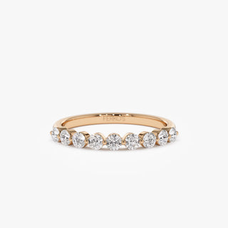 Round Moissanite Diamond Shared Prong Wedding Band in Gold