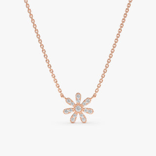 Round Cut Diamond Flower Necklace for Women