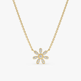 Round Cut Diamond Flower Necklace for Women