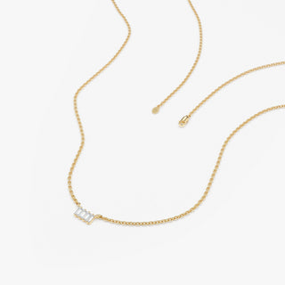 Baguette Cut Four Stone Diamond Necklace for Women