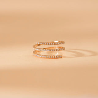 Diamond Wrap Ring for Her 14k Gold Spiral Ring
