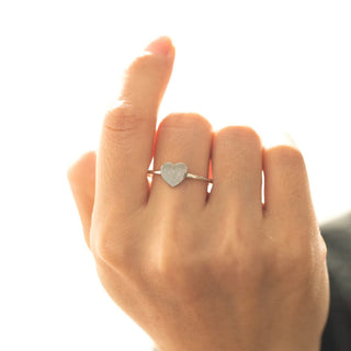 Heart Shape Custom Actual Fingerprint Engraved Ring Gift For Mother